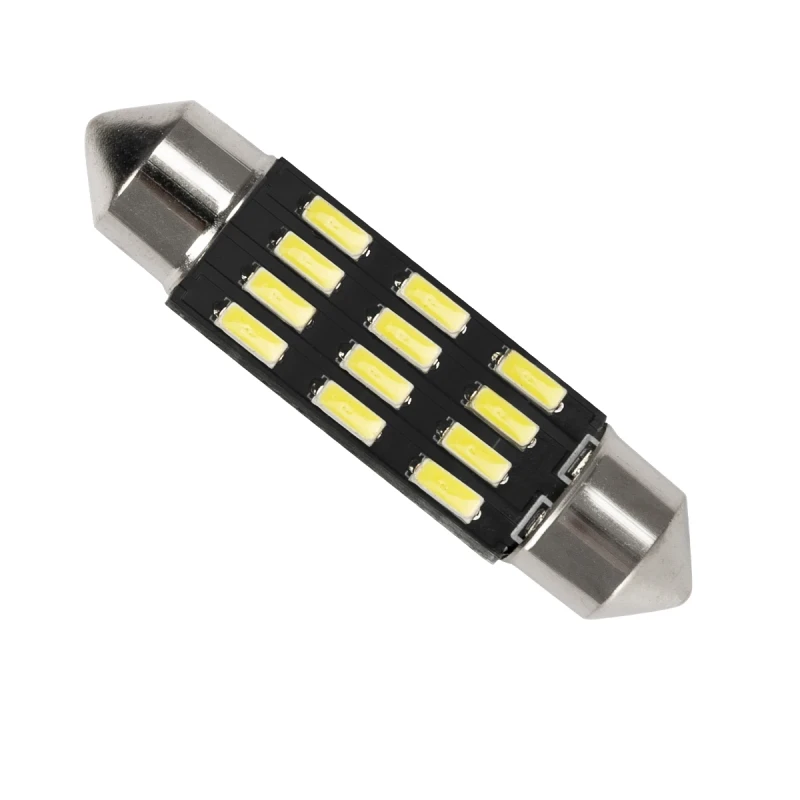 GloboStar® C5W 81303 Λάμπα Αυτοκίνητου 39mm FESTOON - LED 12 SMD 5630 1.05W 114lm 120° DC 12V IP20 Ψυχρό Λευκό 6000K
