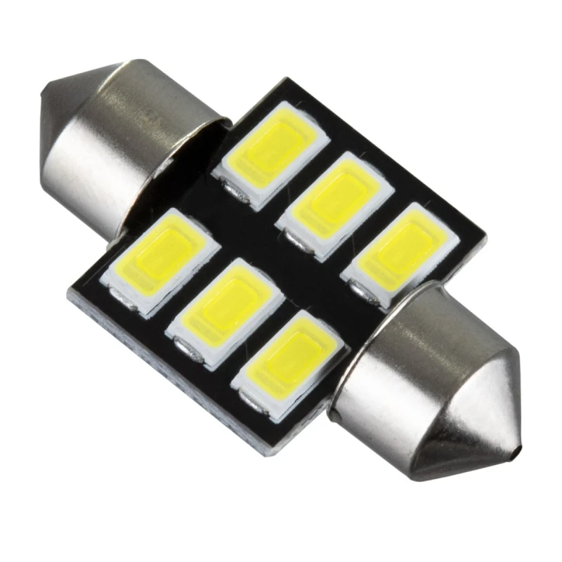 GloboStar® C5W 81305 Λάμπα Αυτοκίνητου 31mm FESTOON - LED 6 SMD 5630 0,72W 240lm 120° DC 12V IP20 Ψυχρό Λευκό 6000K