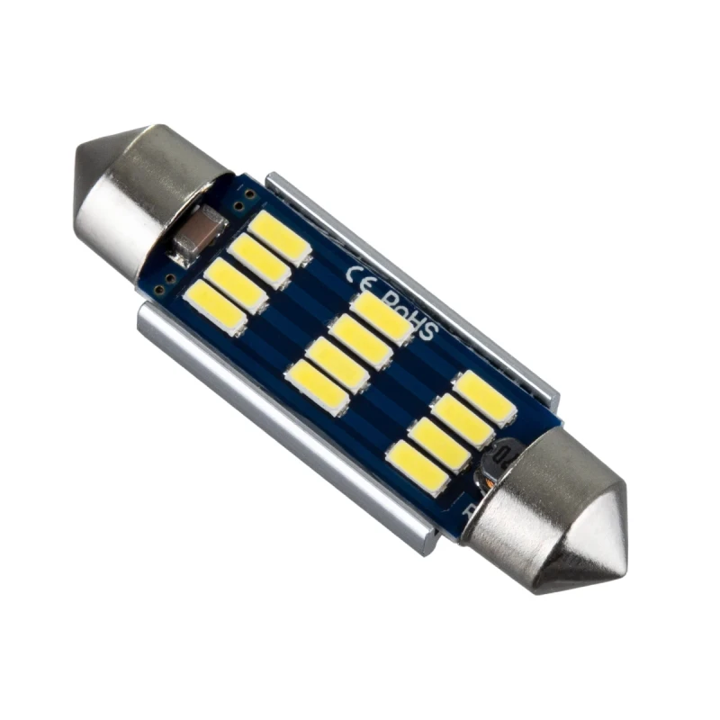 GLOBOSTAR® C5W 81331 Σωληνωτή Λάμπα C5W 42mm CANbus LED 1.2W 180lm 120° DC 24-30V IP20 Ψυχρό Λευκό 6000K - 12 x Epistar SMD4014 - Μ4.2 x Π1.2 x Υ1.2cm - 1 Χρόνο Εγγύηση