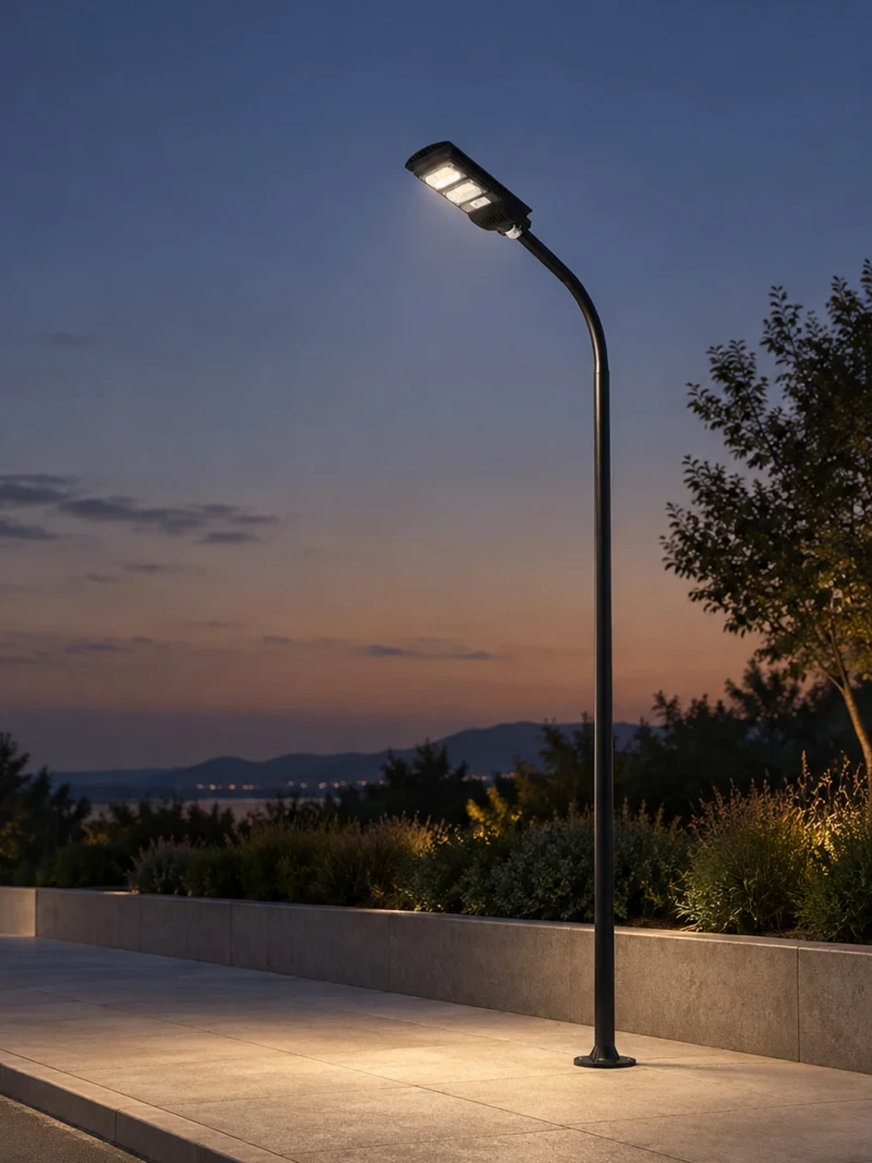 GLOBOSTAR® URBANO-280 GLB-000-0008 Μεταλλικός Γαλβανισμένος Στύλος Φωτισμού για Φωτοβολταϊκό Φωτιστικό Δρόμου Εξωτερικού Χώρου - RAL 9005 Μαύρο Ματ - Μ84 x Π25 x Υ280cm