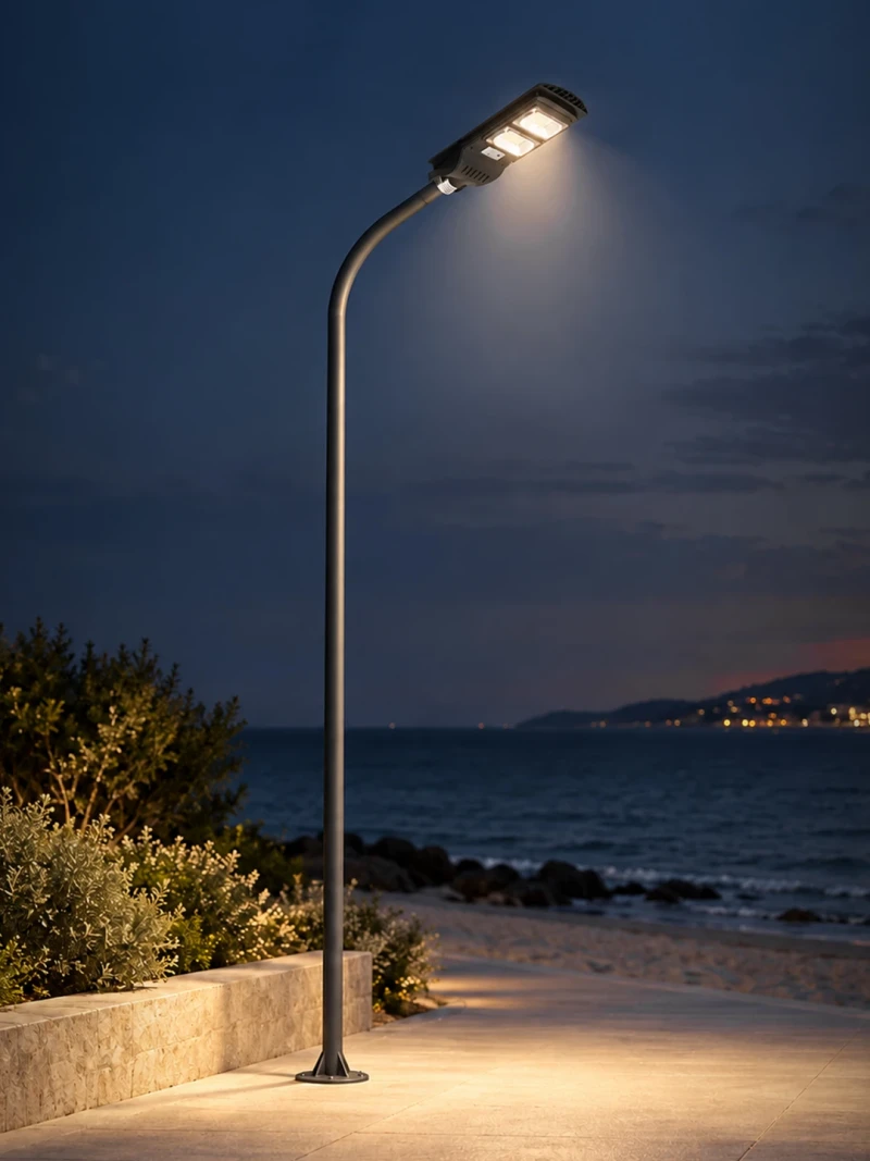 GLOBOSTAR® URBANO-280 GLB-000-0009 Μεταλλικός Γαλβανισμένος Στύλος Φωτισμού για Φωτοβολταϊκό Φωτιστικό Δρόμου Εξωτερικού Χώρου - RAL 7016 Γκρι Ανθρακί - Μ84 x Π25 x Υ280cm