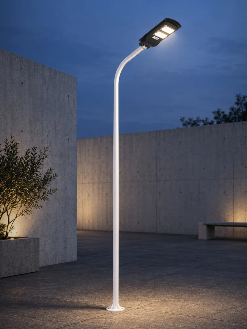 GLOBOSTAR® URBANO-280 GLB-000-0010 Μεταλλικός Γαλβανισμένος Στύλος Φωτισμού για Φωτοβολταϊκό Φωτιστικό Δρόμου Εξωτερικού Χώρου - RAL 9016 Λευκό Ματ - Μ84 x Π25 x Υ280cm