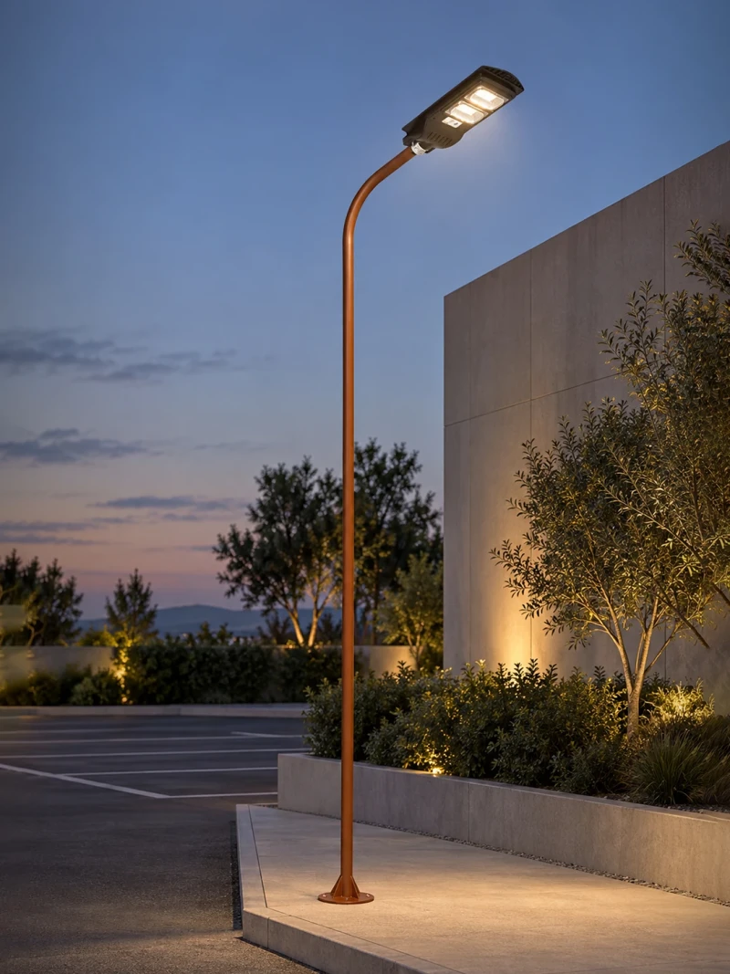 GLOBOSTAR® URBANO-280 GLB-000-0011 Μεταλλικός Γαλβανισμένος Στύλος Φωτισμού για Φωτοβολταϊκό Φωτιστικό Δρόμου Εξωτερικού Χώρου - RAL 8004 Corten Καφε Ματ - Μ84 x Π25 x Υ280cm