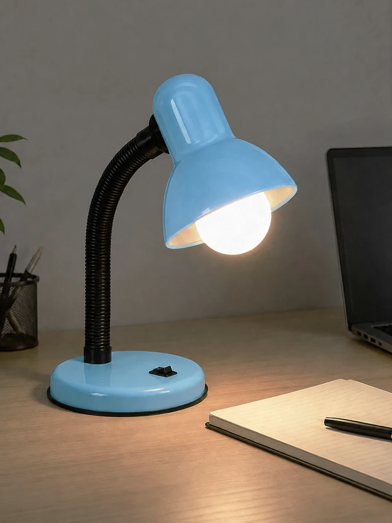 GLOBOSTAR® STUDENT GLB-102-0009 Μοντέρνο Επιτραπέζιο Φωτιστικό Πορτατίφ με Ντουί 1 x E27 AC 220-240V IP20 - Γαλάζιο & Μαύρο - Μ14 x Π14 x Υ32cm