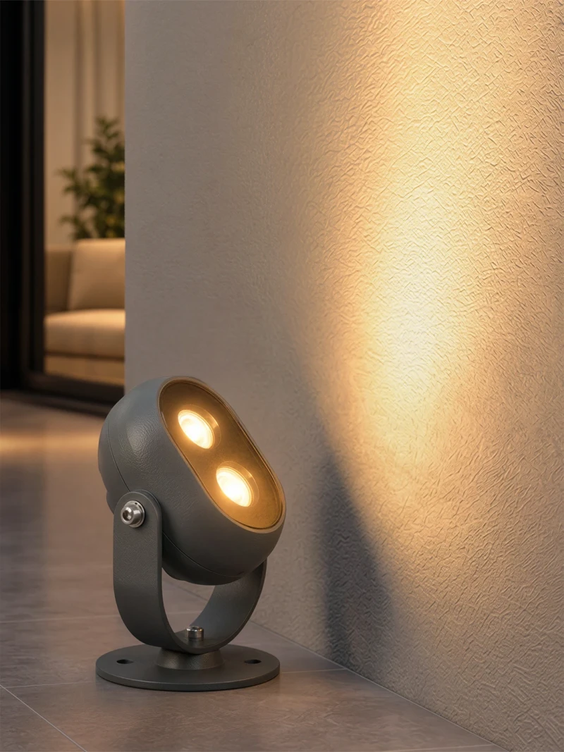 GLOBOSTAR® FLOODIS GLB-103-0031 Προβολέας Σποτ Wall Washer LED 4W 360lm 24° AC 220-240V Αδιάβροχο IP65 Θερμό Λευκό 2700K - Sanan SMD Chip - Γκρι Ανθρακί Ματ - Μ7 x Π5 x Υ11cm - 3 Χρόνια Εγγύηση