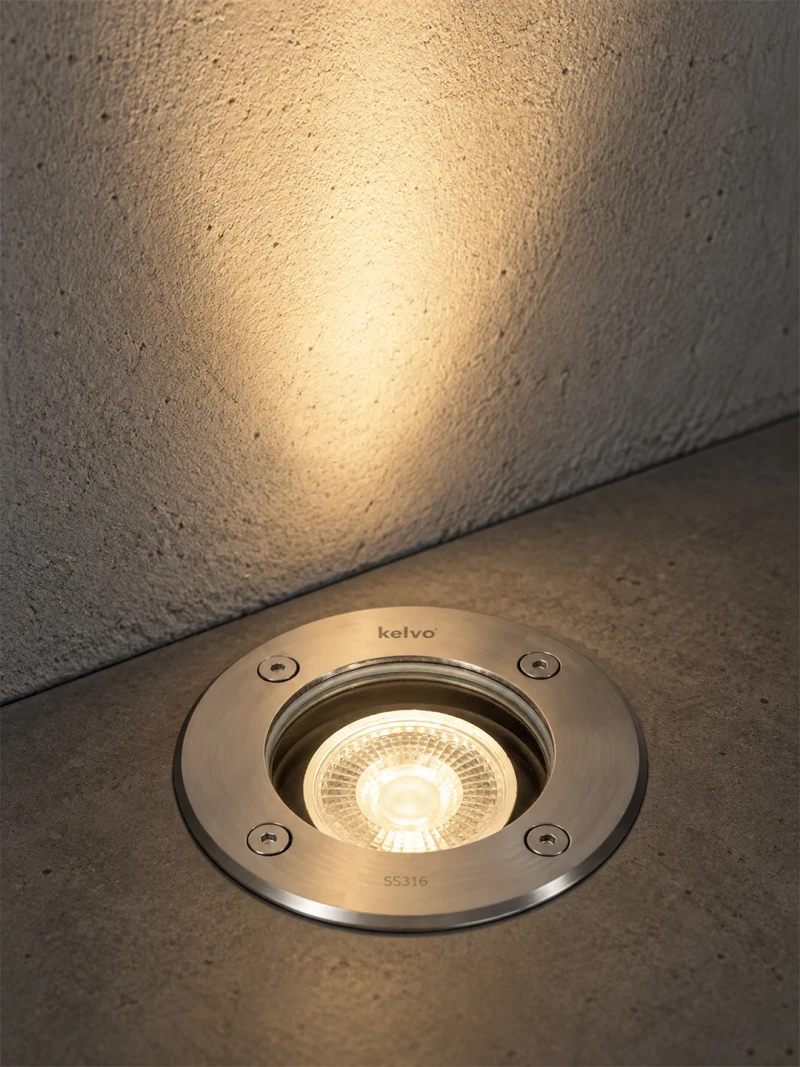 kelvo® KERIA KLV-101-0275 Χωνευτό Φωτιστικό Σποτ Δαπέδου για Λάμπα MR16 με Ντουί GU10 AC 220-240V Αδιάβροχο IP68 IK09 - Ανοξείδωτο Ατσάλι SS316 - Μ11 x Π11 x Υ11.5cm / Q10.4cm