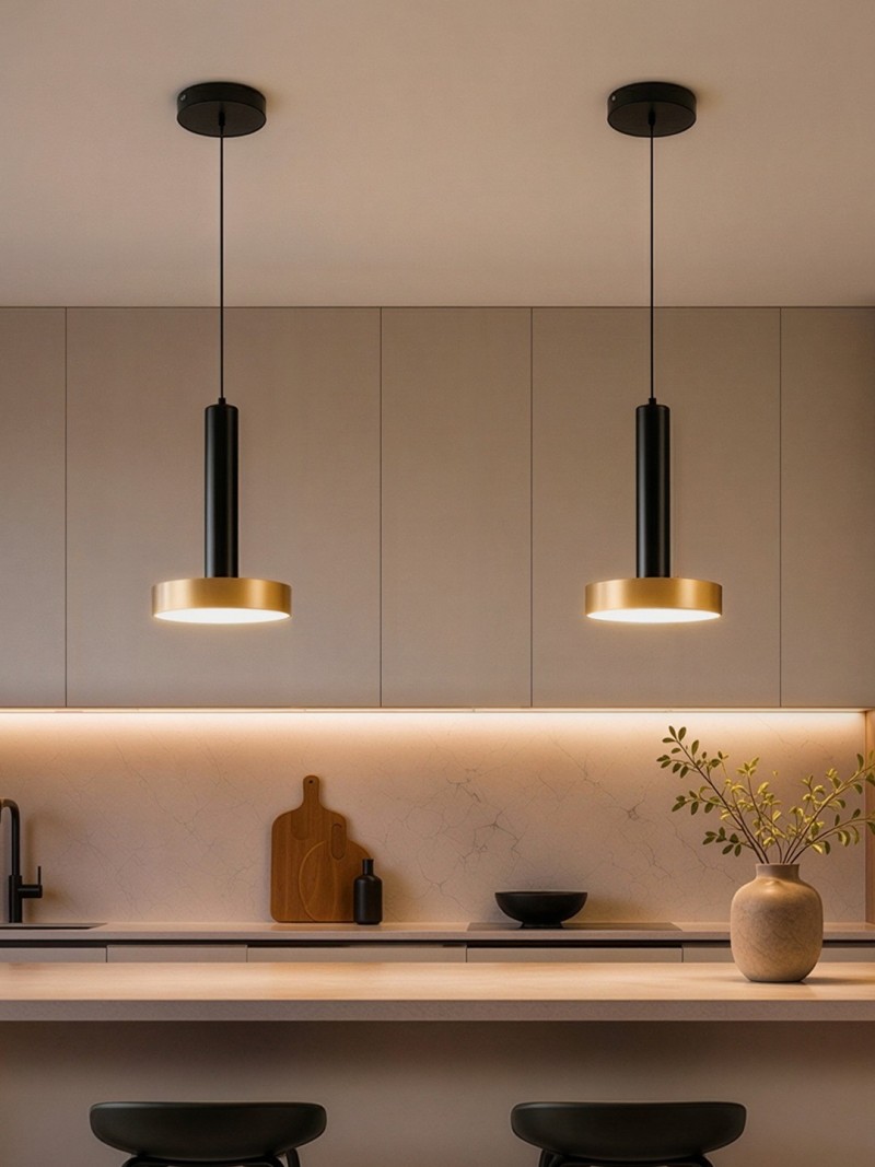 kelvo® ZANE KLV-101-0349 Κρεμαστό Φωτιστικό Οροφής LED 18W 1800lm 120° AC 220-240V IP20 Ρυθμιζόμενο Λευκό CCT με Χειριστήριο από 2700K έως 6000K Dimmable - Lumileds SMD Chip - Σατινέ Χρυσό Βούρτσας & Μαύρο Ματ - Μ15 x Π15 x Υ20cm - 3 Χρόνια Εγγύηση