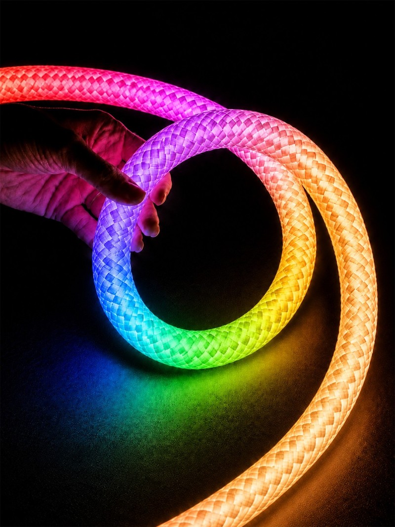 kelvo® GLOWFLEX KLV-101-0518 Ψηφιακή Pixel Addressable Ταινία Neon Flex με Πλεκτή Υφασμάτινη Επένδυση LED 14W/m 840lm/m 360° DC 24V Αδιάβροχο IP65 120 x SMD5054 Chip/m Πολύχρωμο RGB+WW Dimmable SPI/TTL Protocol IC TM1814 - Sanan SMD Chip - Μ1000 x Π3.5 x Υ3.5cm - Ρολό 10 Μέτρων - 6 Χρόνια Εγγύηση