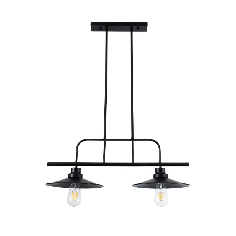 GLOBOSTAR® REGAL 01007 Vintage Κρεμαστό Φωτιστικό Οροφής με Ντουί 2 x E27 AC 220-240V IP20 - Μαύρο - Μ67 x Π26 x Υ85cm
