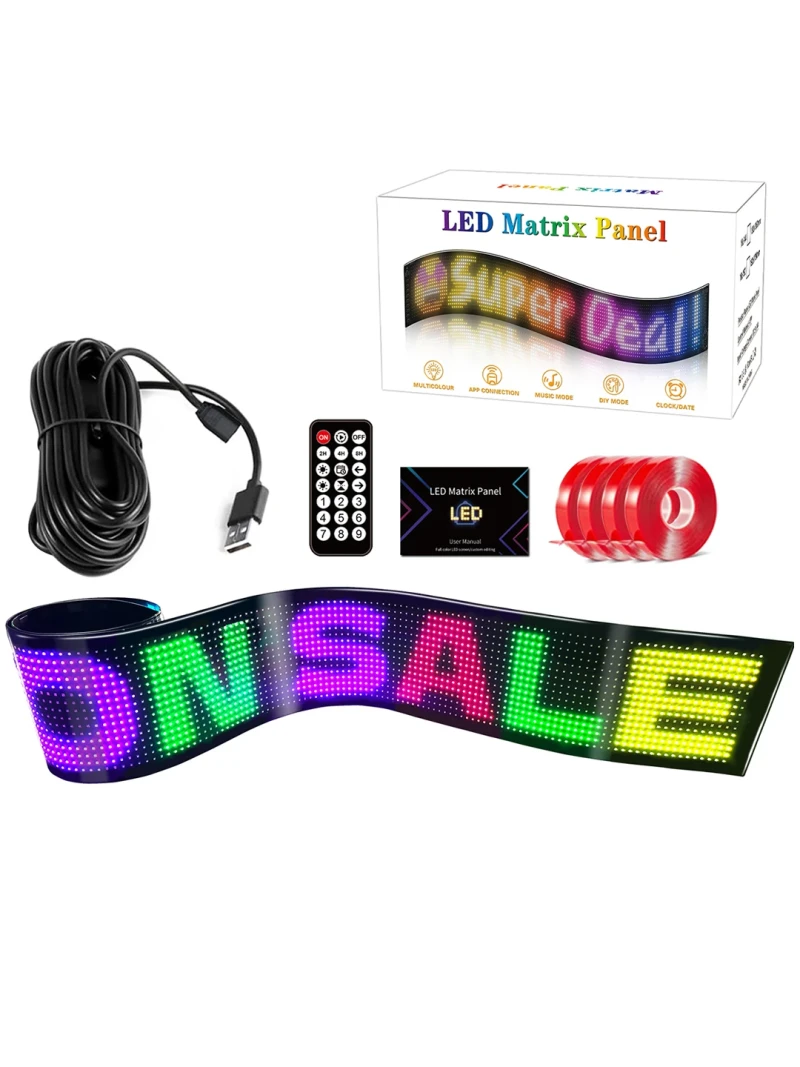 GLOBOSTAR® MATRIX GLB-106-0005 Εύκαμπτη Κυλιόμενη Ψηφιακή Επιγραφή 176.2x19.2cm P9 192x16 Pixel LED 10W DC 5V 2A με USB 2.0 Αδιάβροχο IP65 Πολύχρωμο RGB - Bluetooth Control μέσω iPIXEL APP - Μ176.2 x Π0.4 x Υ19.2cm - 2 Χρόνια Εγγύηση