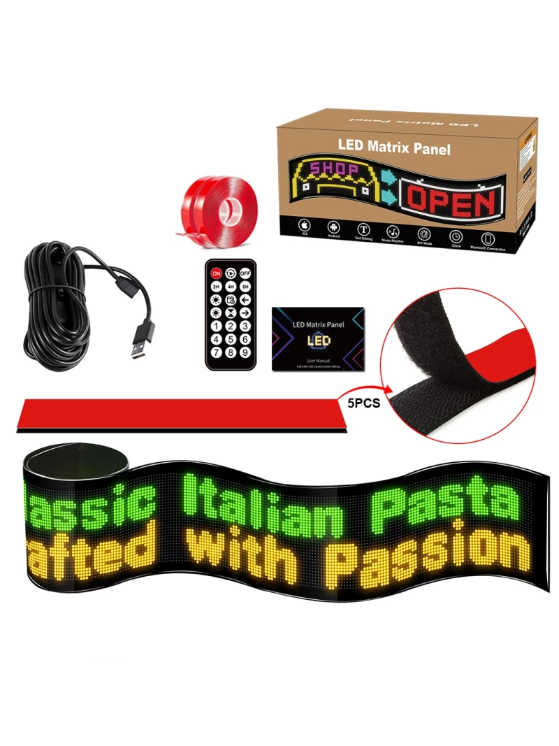 GLOBOSTAR® MATRIX GLB-106-0013 Εύκαμπτη Κυλιόμενη Ψηφιακή Επιγραφή 192x28cm P7 256x32 Pixel LED 40W AC 220-240V Αδιάβροχο IP65 Πολύχρωμο RGB - Bluetooth Control μέσω iPIXEL APP - Μ192 x Π0.4 x Υ28cm - 2 Χρόνια Εγγύηση