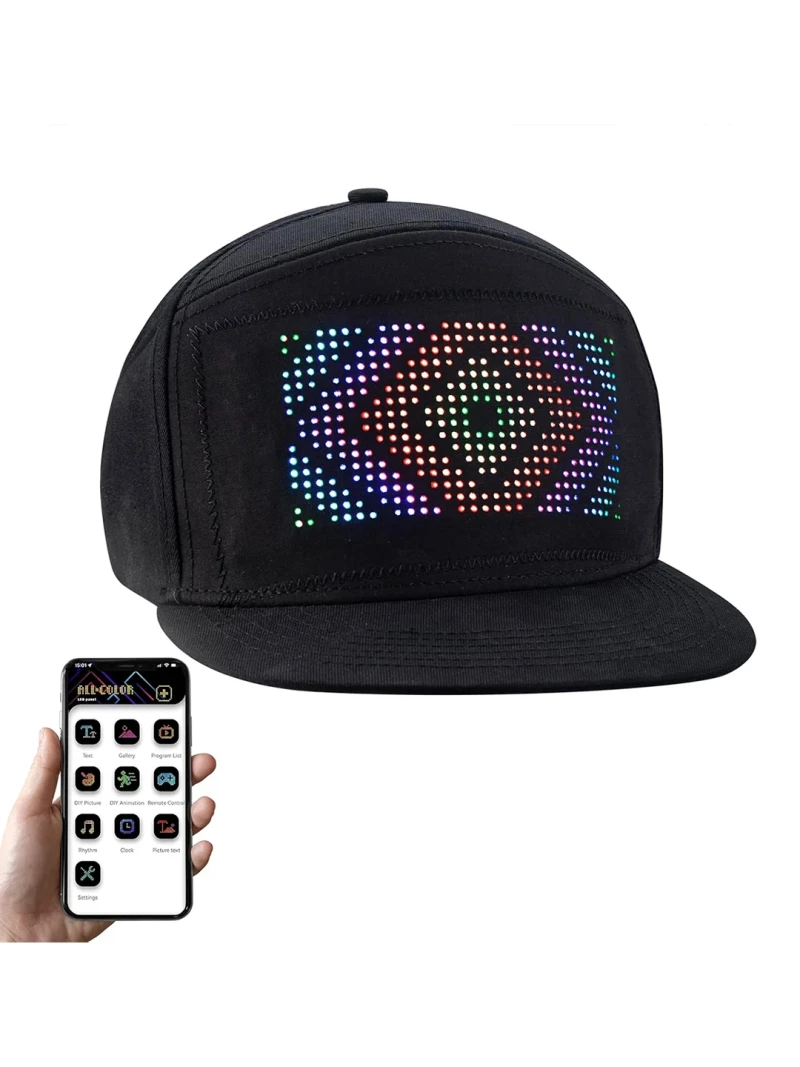 GLOBOSTAR® MATRIX GLB-106-0014 Καπέλο με Κυλιόμενη Ψηφιακή Επιγραφή 17.3x7cm P4 32x16 Pixel LED 0.9W DC 5V με Επαναφορτιζόμενη Μπαταρία PXM 602040 Li-ion 3.7V 400mAh IP20 Πολύχρωμο RGB - Bluetooth Control μέσω iPIXEL APP - Μ28 x Π12 x Υ13cm - 2 Χρόνια Εγγ