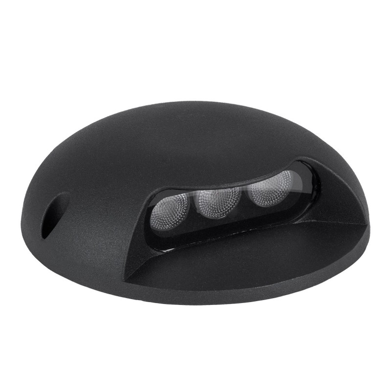 GLOBOSTAR® STEPLUNA 90617 Φωτιστικό Σκαλοπατιού / Διαδρόμου LED 3W 345lm 10° DC 24V Αδιάβροχο IP65 Φυσικό Λευκό 4500K Dimmable - Bridgelux SMD Chip - Μαύρο Ματ - Μ12 x Π12 x Υ3cm - 3 Χρόνια Εγγύηση