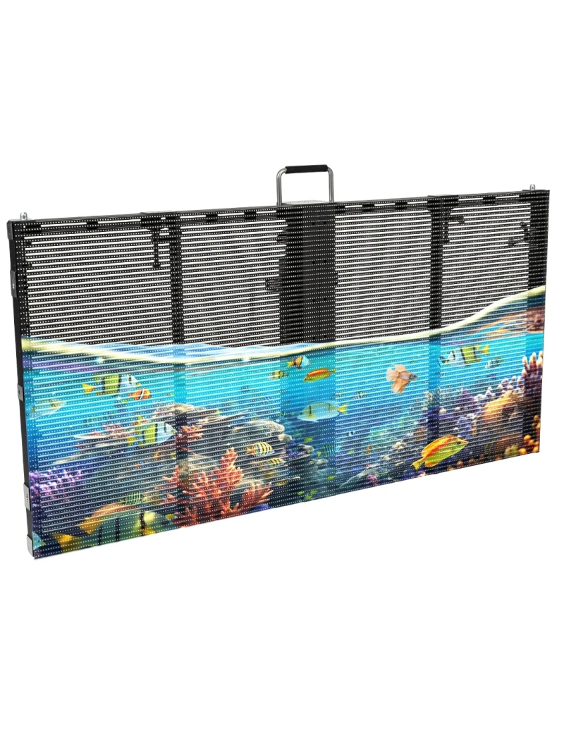 GLOBOSTAR® TRUEVIEW 41006 Διάφανη Οθόνη Video Wall P3.91 Καμπίνα 100x50cm LED 130W 3840Hz 32768 Dots ≥4500cd/㎡ Nits AC 220-240V Εξωτερικού Χώρου IP65 Full Color S1/8 14Bits - Κάρτα NovaStar A5S-N - Nationstar SMD1921 & Yuanchi Driver - Μ100 x Π8 x Υ50cm -