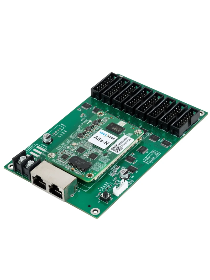 GLOBOSTAR® A8S-N+HUB 41022 Novastar A8S-N+HUB Receiving Card για Οθόνες LED Video Wall 8 x HUB75E με Loading Capacity σε Pixel 512 x 384px - Gigabit Network Ethernet Input & Output Ports - DC 5V IP20 - Μ7 x Π4.5 x Υ0.8cm - 2 Χρόνια Εγγύηση