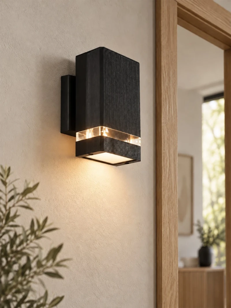 GLOBOSTAR® QUATRO 77896 Μοντέρνο Φωτιστικό Τοίχου - Απλίκα με Ντουί 1 x GU10 AC 220-240V Αδιάβροχο IP65 - Μαύρο Ματ - Μ11 x Π13 x Υ17.5cm