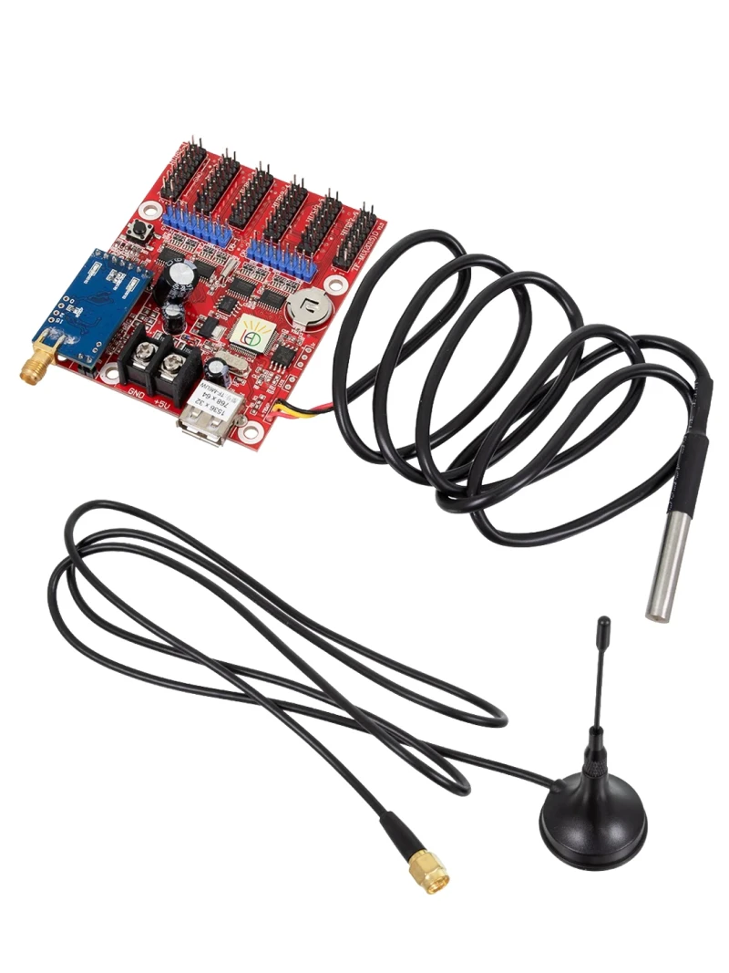 GloboStar® 90389 Ασύρματος Controller WiFi TF-M6UW-6 με Είσοδο USB και Αισθητήρα Θερμοκρασίας με 6 Εξόδους HUB για Μονόχρωμη Κυλιόμενη Πινακίδα LED