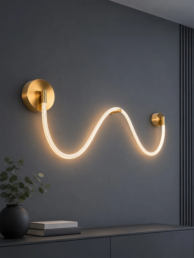 kelvo® LASSO KLV-101-0506 Φωτιστικό Τοίχου / Απλίκα LED 32W 3200lm 360° AC 220-240V IP20 Ρυθμιζόμενο Λευκό CCT με Διακόπτη στο Driver 2700K/4500K/6000K Triac Dimmable - Lumileds SMD Chip & ENEC/TÜV Driver - Σατινέ Χρυσό Βούρτσας - Μ120 x Π8 x Υ35cm - 5 Χρ