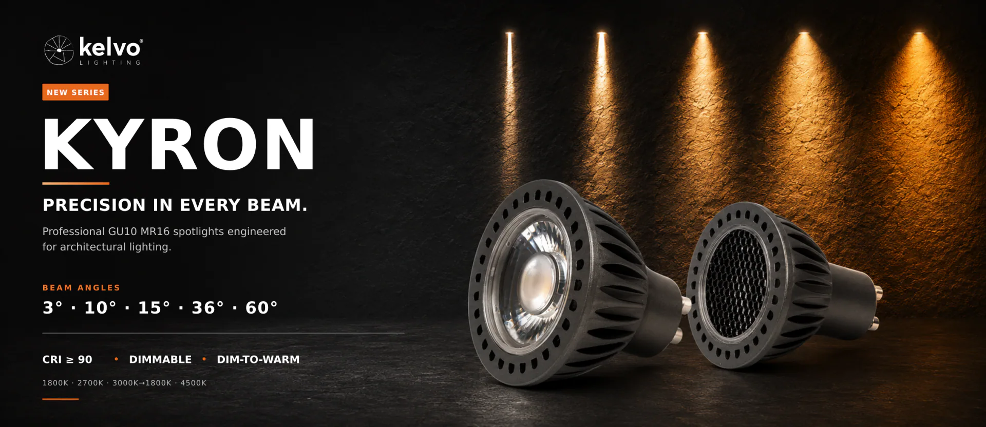 Kelvo KYRON professional GU10 MR16 spotlights